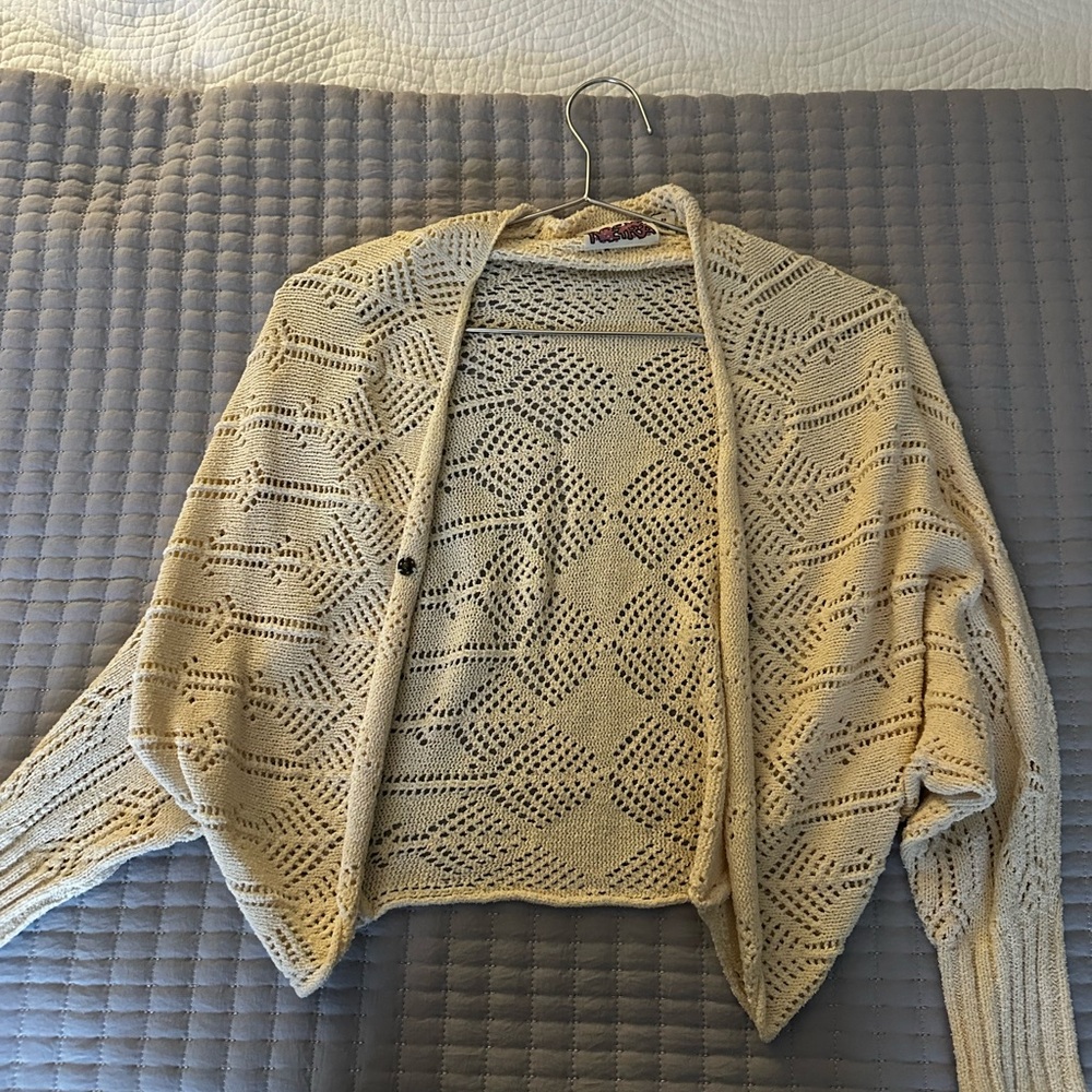 Chic Cream Open-Knit Shrug